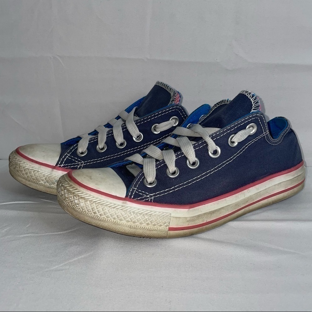 Converse All Star Sneakers Double Tongue 2 Tone Tennis Shoes Lace Up Low Top